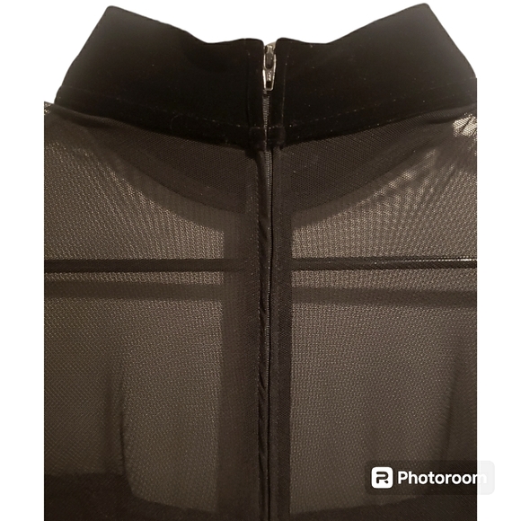 Vintage Tadashi Black Vevlet, Sheer & Pleather Corset Gown Size 16 - Picture 9 of 14